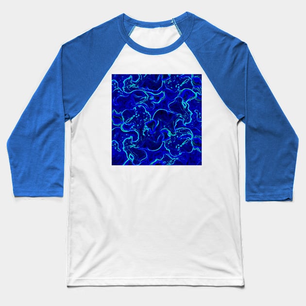 colorful abstract blue print Baseball T-Shirt by KMdesign